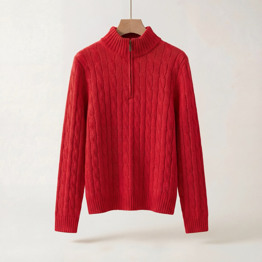 Varlyn Cashmere-Blend Relaxed Cable Half-Zip Jumper