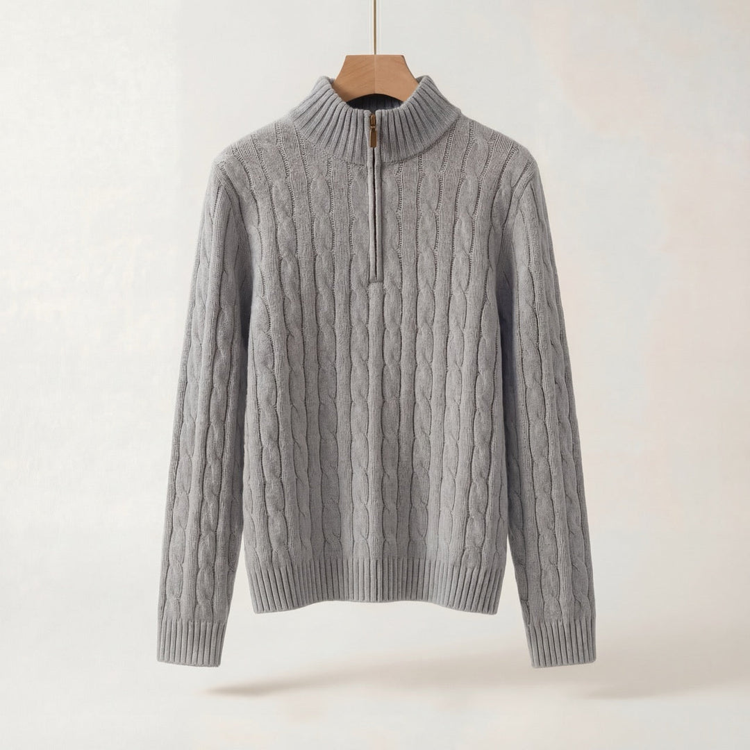 Varlyn Cashmere-Blend Relaxed Cable Half-Zip Jumper