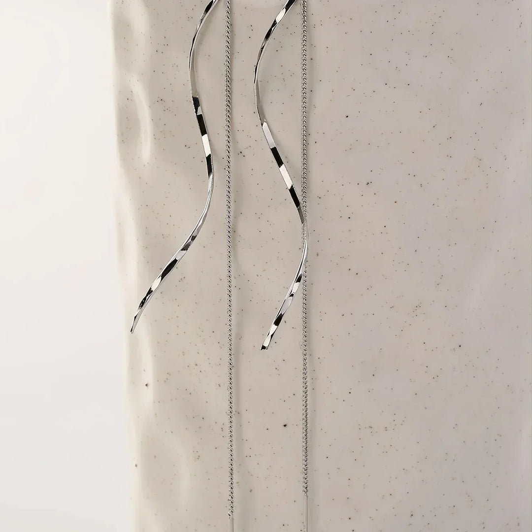 Long Earrings with Wavy Design