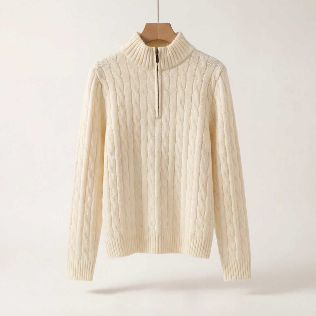 Varlyn Cashmere-Blend Relaxed Cable Half-Zip Jumper