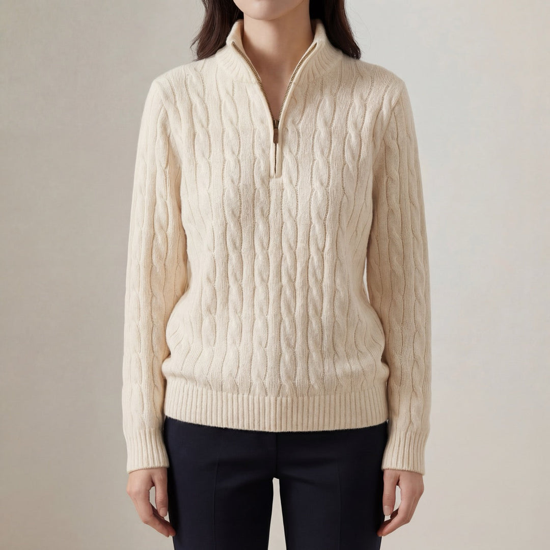 Varlyn Cashmere-Blend Relaxed Cable Half-Zip Jumper