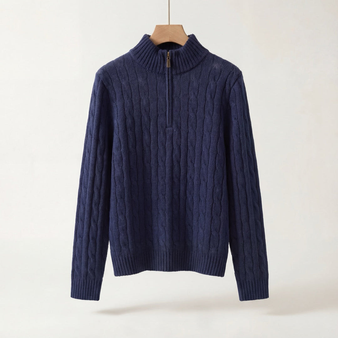 Varlyn Cashmere-Blend Relaxed Cable Half-Zip Jumper