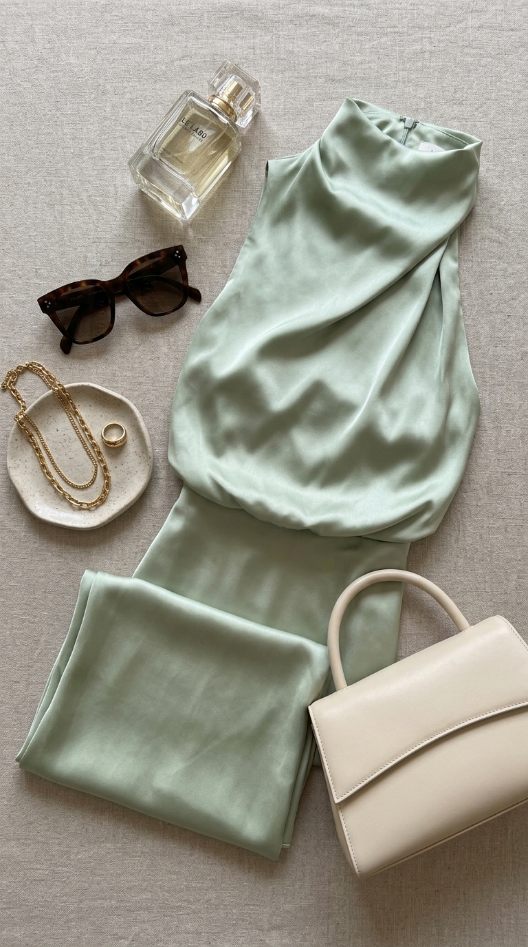 Ava™ | Glamorous Satin Halter Dress